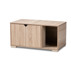 Baxton Studio Jasper Modern and Contemporary Oak Finished 2-Door Wood Cat Litter Box Cover House
